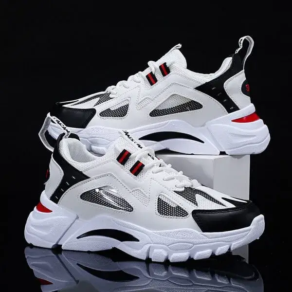 Shomnom Men Spring Autumn Fashion Casual Colorblock Mesh Cloth Breathable Lightweight Rubber Platform Shoes Sneakers